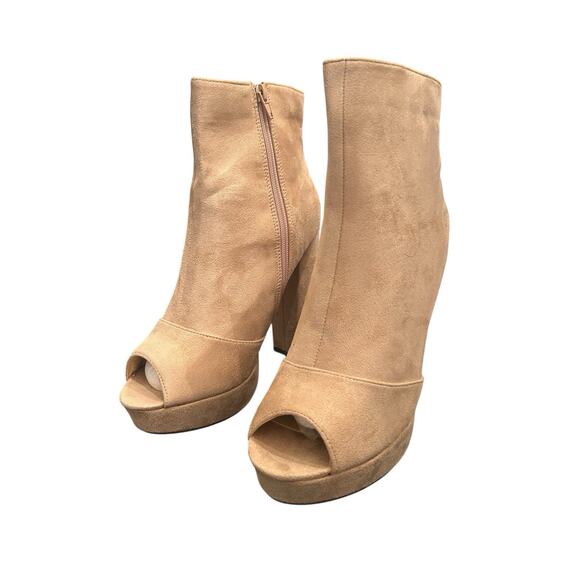 Liliana Women's Nude Opened Toe Boots Heels Size 10 - Picture 1 of 7